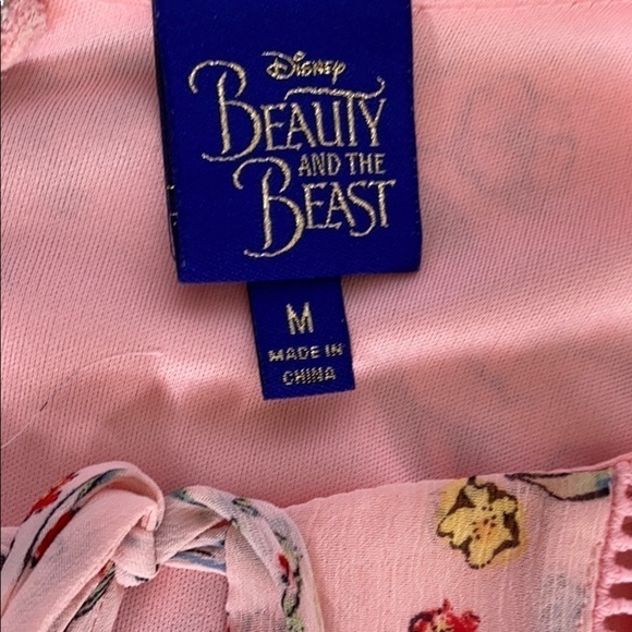 𝅺DISNEY Beauty and The Beast Midi DressSize Medium Floral Pink Sheer Bell… - Picture 10 of 14